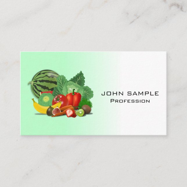 Modern Colourful Vegetables Fruits Nutritionist Business Card (Front)