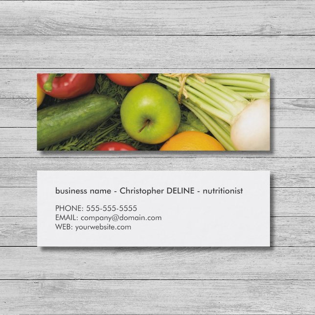 Modern Colourful Vegetables Grocery Nutritionist Mini Business Card (Creator Uploaded)