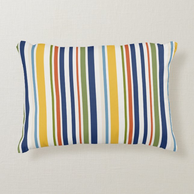 Modern Colourful Vertical Stripe Pattern Decorative Cushion (Front)