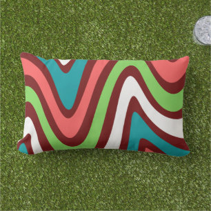 Modern colourful vintage retro cute blue green chi lumbar cushion
