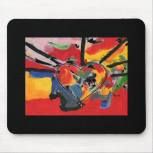 Modern colourful watercolor abstract heart mousepa mouse pad