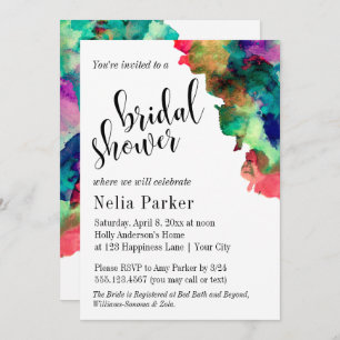 Modern Colourful Watercolor Bridal Shower 1 Invitation