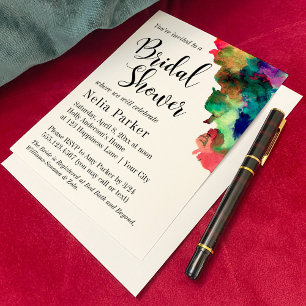 Modern Colourful Watercolor Bridal Shower 2 Invitation