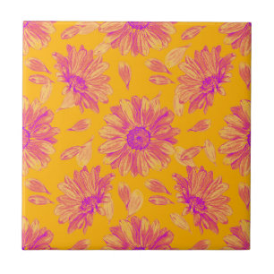 Modern Colourful Watercolor Floral Pattern Tile