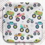 Modern Colourful Watercolor Monster Car Trucks Paper Plate<br><div class="desc">Modern Colourful Watercolor Monster Car Trucks Paper Plates features a watercolor pattern of colourful monster car trucks. Designed by Evco Studio www.zazzle.com/store/evcostudio</div>