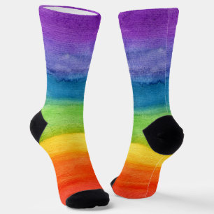 Modern Colourful Watercolor Pattern Socks