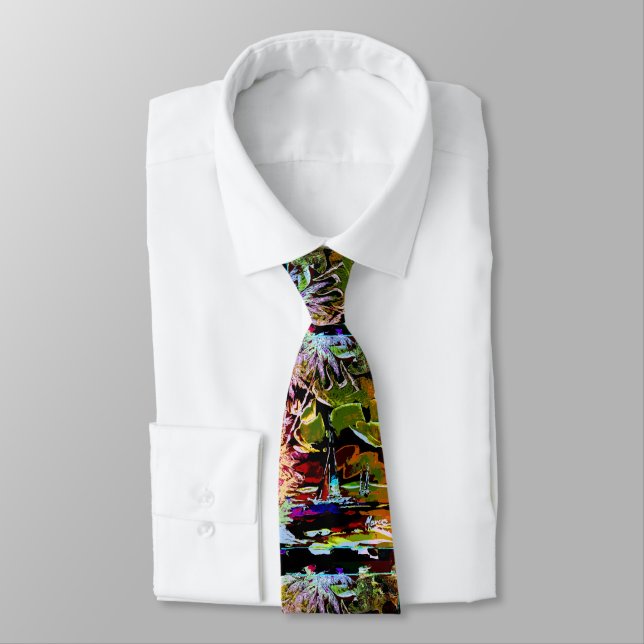 Modern  colourful watercolor Sailing boat Tie (Tied)