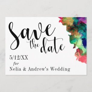 Modern Colourful Watercolor Save the Date