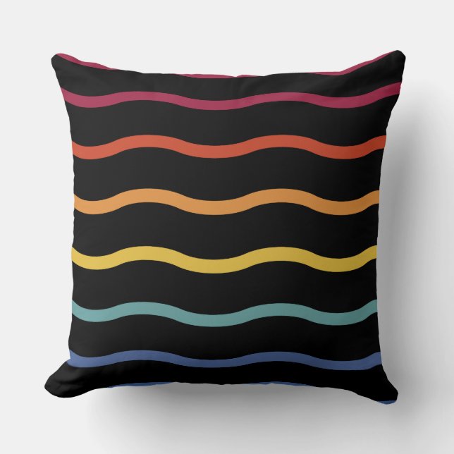 Modern Colourful Wave Pattern Cushion (Front)