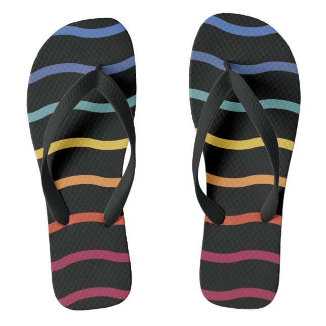 Modern Colourful Wave Pattern Jandals (Footbed)