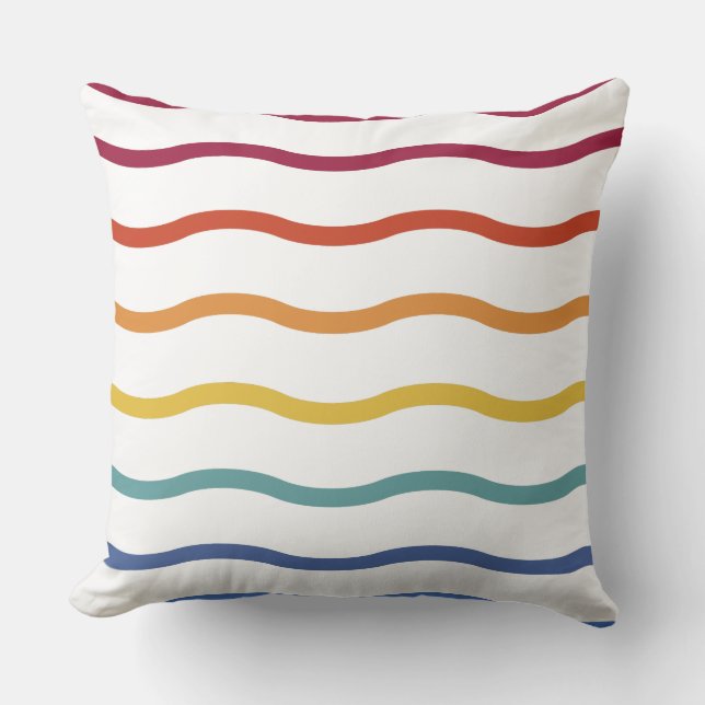 Modern Colourful Wave Pattern Throw Pillow (Front)