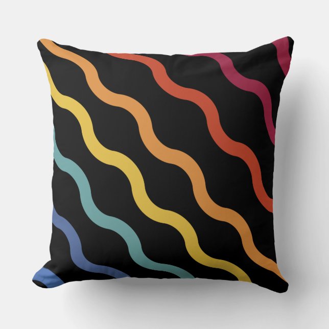 Modern Colourful Wave Pattern Throw Pillow (Front)