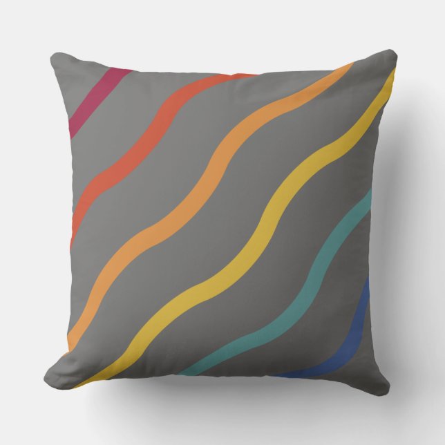 Modern Colourful Wave Pattern Throw Pillow (Front)