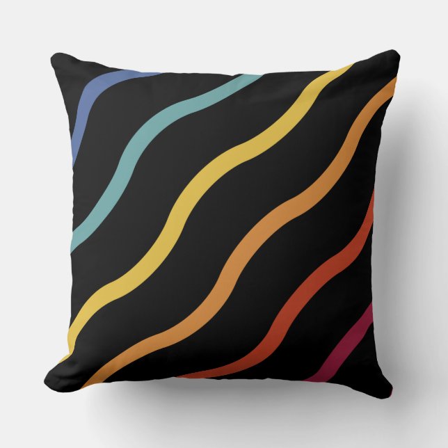 Modern Colourful Wave Pattern Throw Pillow (Front)