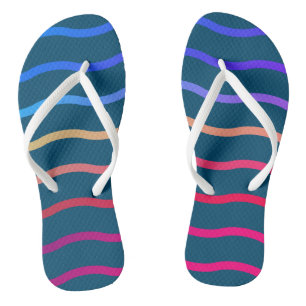 Modern Colourful Wave Steel blue Background Jandals