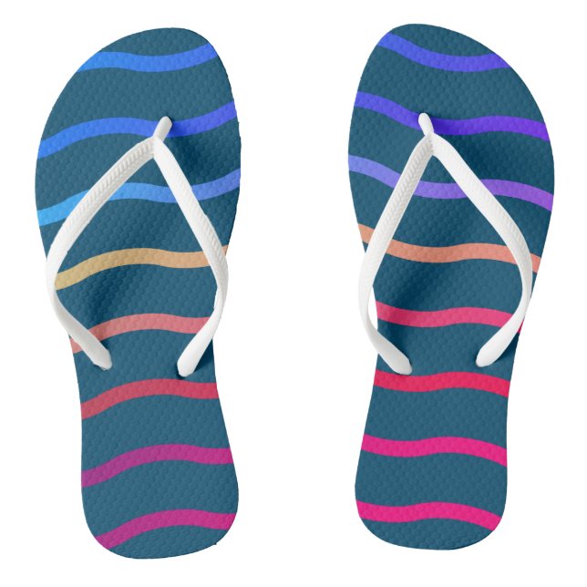 Modern Colourful Wave Steel blue Background Jandals (Footbed)