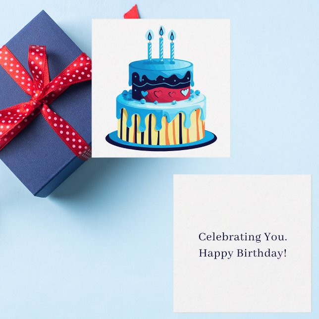 Modern Colourful Whimsical Birthday Cake  Card (Creator Uploaded)