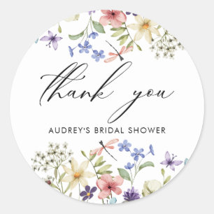 Modern Colourful Wildflower Floral Bridal Shower Classic Round Sticker