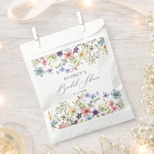 Modern Colourful Wildflower Floral Bridal Shower Favour Bags