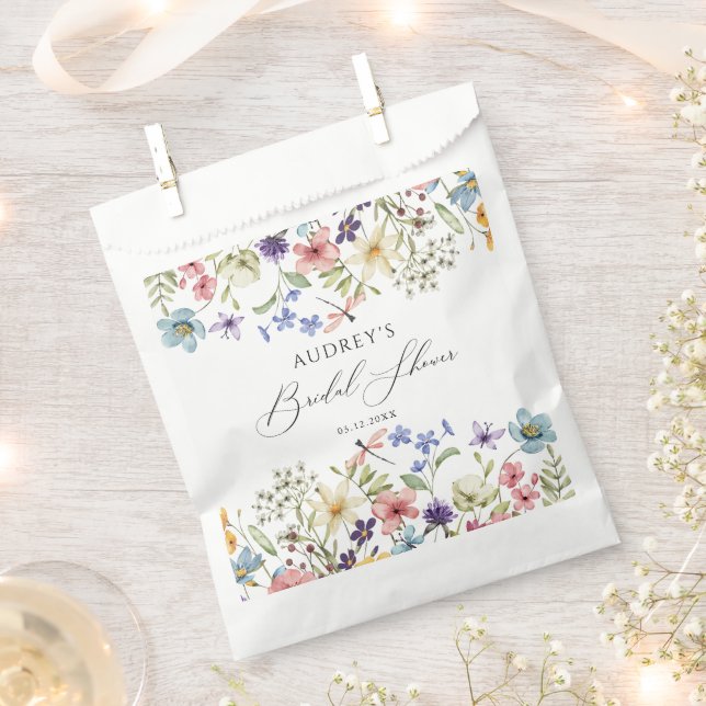 Modern Colourful Wildflower Floral Bridal Shower Favour Bags (Clipped)