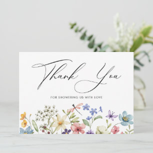 Modern Colourful Wildflower Floral Bridal Shower Thank You Card
