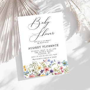 Modern Colourful Wildflowers Floral Baby Shower Invitation