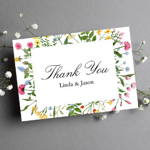 Modern Colourful Wildflowers Wedding Thank You Car Invitation