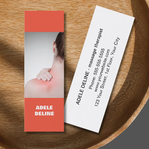 Modern Colourful Women Back Massage Therapist Mini Business Card