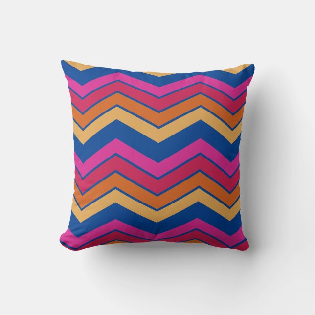 Modern Colourful Zigzag Chevron Pattern Girly  Cushion (Front)