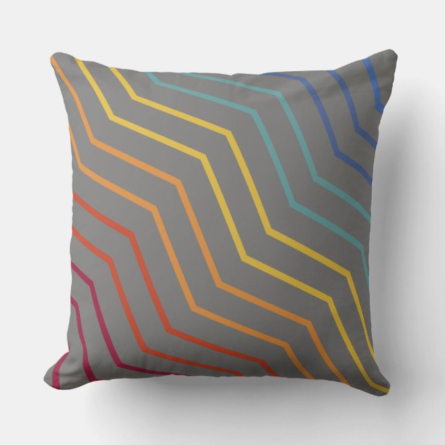 Modern Colourful Zigzag Pattern Throw Pillow (Front)