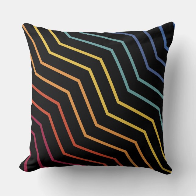 Modern Colourful Zigzag Pattern Throw Pillow (Front)