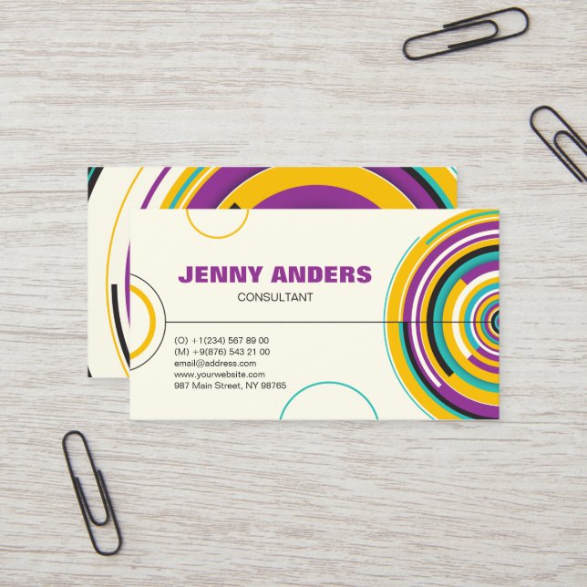 Modern Colours Circles Shapes Abstract Professiona Business Card (Front/Back In Situ)