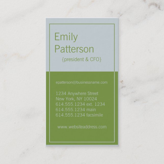Modern Colours : Light Grey & Green Design 5 Card (Front)