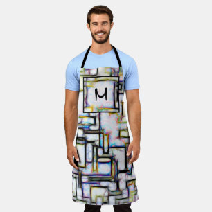 Modern Colours Square Geometric Monogram Custom Apron