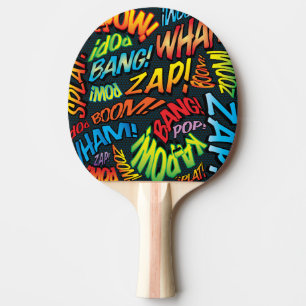 Modern Comic Book Colourful Typographic Ping Pong Paddle