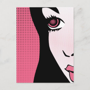 Modern Comic Book Pop Art of Woman's Face Postcard