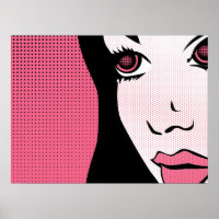 Modern Comic Book Pop Art of Woman's Face