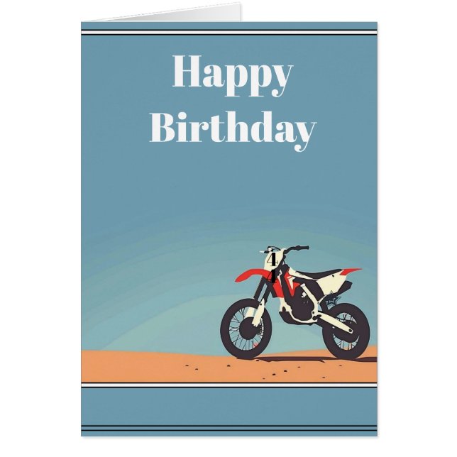 Modern Comic Dirt Bike Greeting Card (Front)