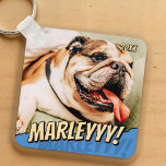 Modern Comic Simple Cool Custom Pet Photo Key Ring<br><div class="desc">This simple and classic design is composed of serif typography and add a custom photo of your pet.</div>