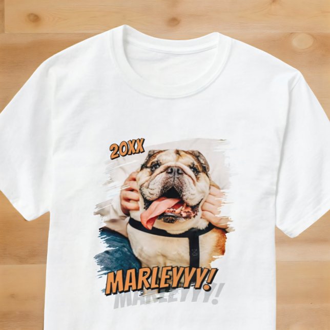 Modern Comic Simple Cool Grunge Custom Pet Photo T-Shirt (Creator Uploaded)