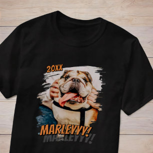 Modern Comic Simple Cool Grunge Custom Pet Photo T-Shirt