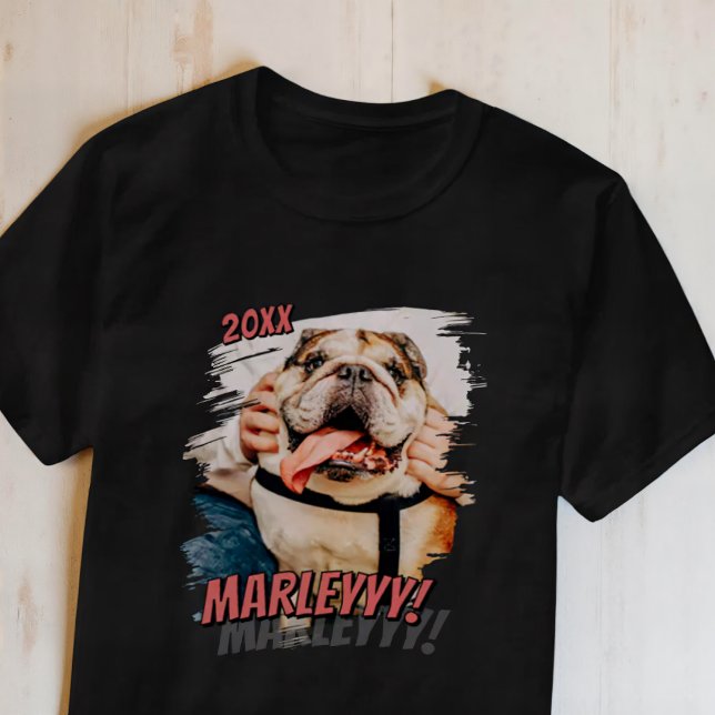 Modern Comic Simple Cool Grunge Custom Pet Photo T-Shirt (Creator Uploaded)
