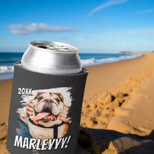 Modern Comic Simple Grunge Custom Pet Photo Can Cooler