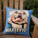 Modern Comic Simple Grunge Custom Pet Photo Cushion<br><div class="desc">This simple and classic design is composed of serif typography and add a custom photo of your pet.</div>
