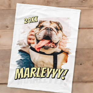 Modern Comic Simple Grunge Custom Pet Photo Fleece Blanket
