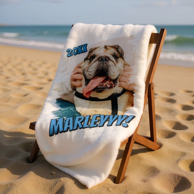 Modern Comic Simple Grunge Custom Pet Photo Fleece Blanket (Creator Uploaded)