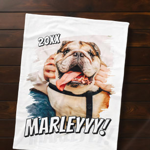 Modern Comic Simple Grunge Custom Pet Photo Fleece Blanket