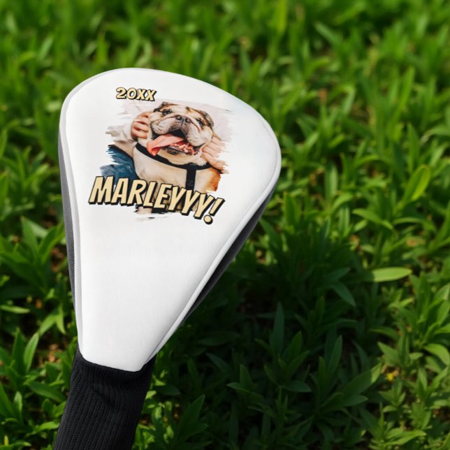 Modern Comic Simple Grunge Custom Pet Photo Golf Head Cover (Creator Uploaded)