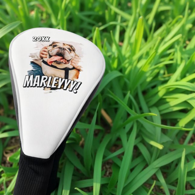 Modern Comic Simple Grunge Custom Pet Photo Golf Head Cover (Creator Uploaded)