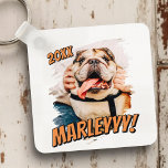 Modern Comic Simple Grunge Custom Pet Photo Key Ring<br><div class="desc">This simple and classic design is composed of serif typography and add a custom photo of your pet.</div>